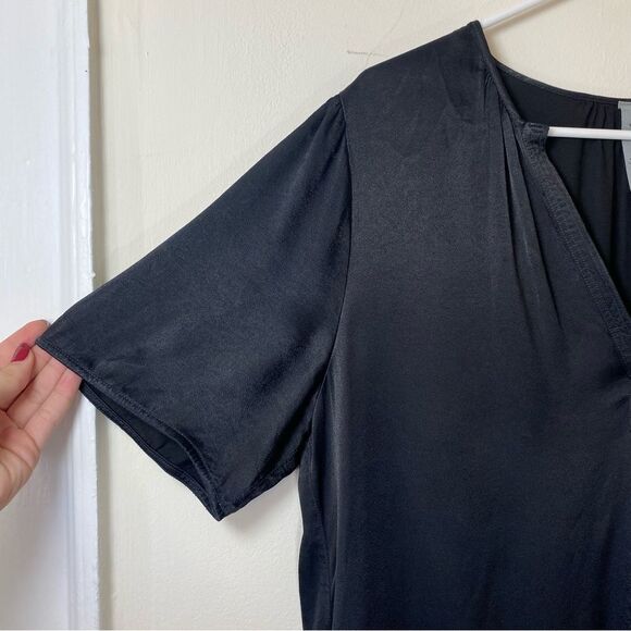 Raquel Allegra | Lilakoi V-Neck Short Sleeve Blouse Viscose in Black Sz 3 Large - Picture 4 of 10